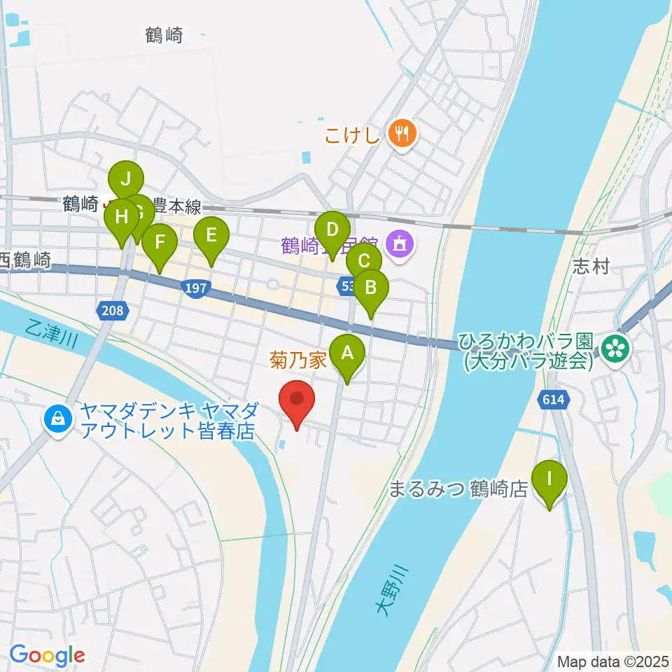 毛利空桑記念館周辺のカフェ一覧地図