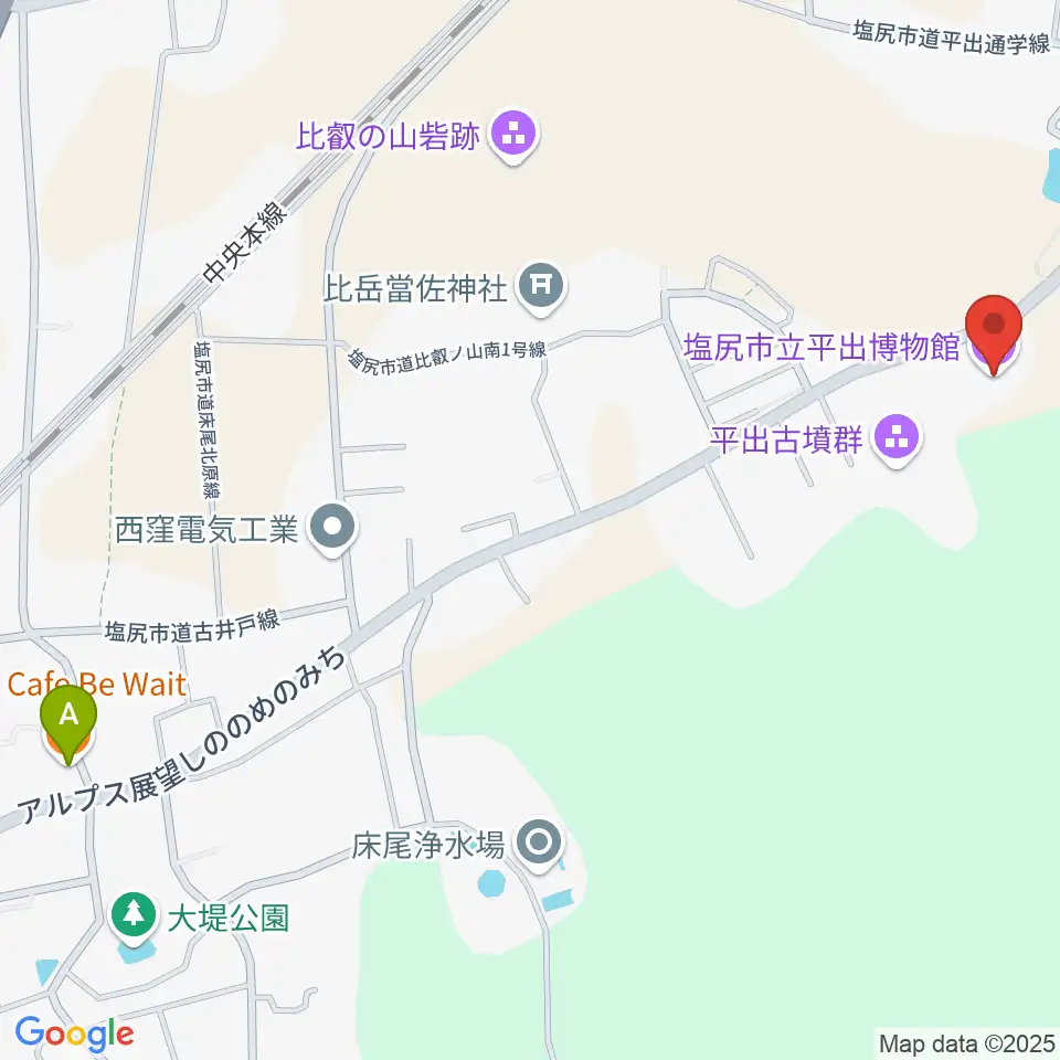 塩尻市立平出博物館周辺のカフェ一覧地図