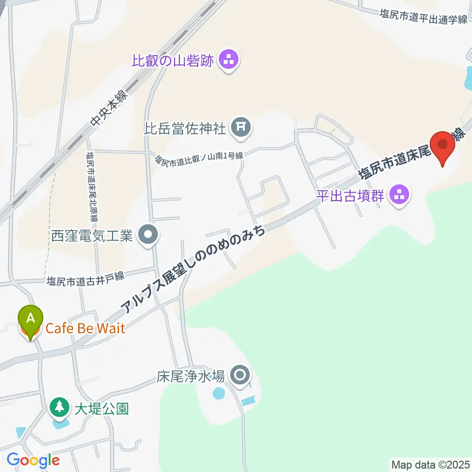 塩尻市立平出博物館周辺のカフェ一覧地図