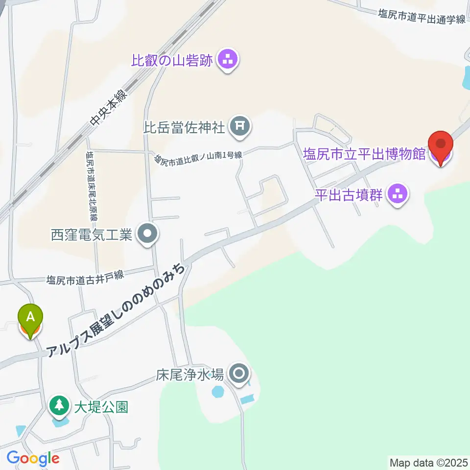 塩尻市立平出博物館周辺のカフェ一覧地図