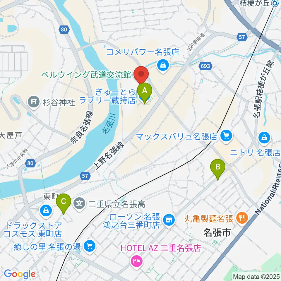 ベルウイング武道交流館周辺のカフェ一覧地図