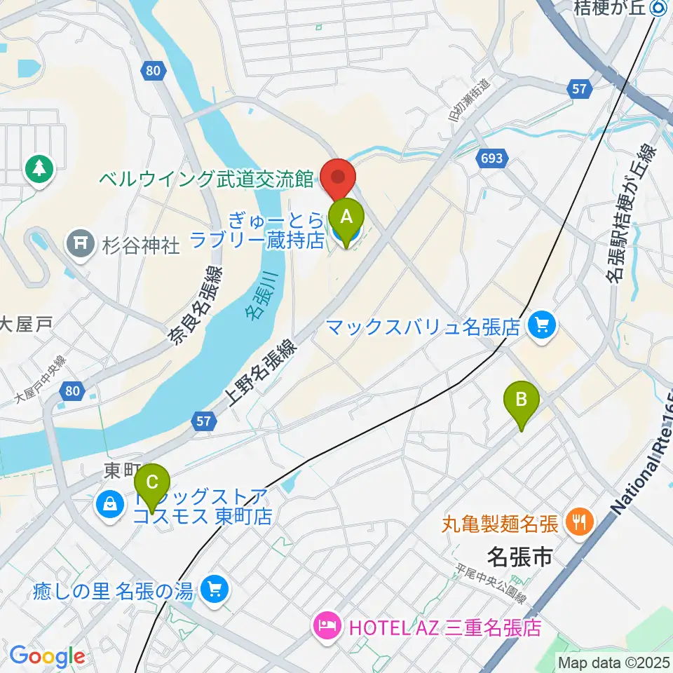 ベルウイング武道交流館周辺のカフェ一覧地図