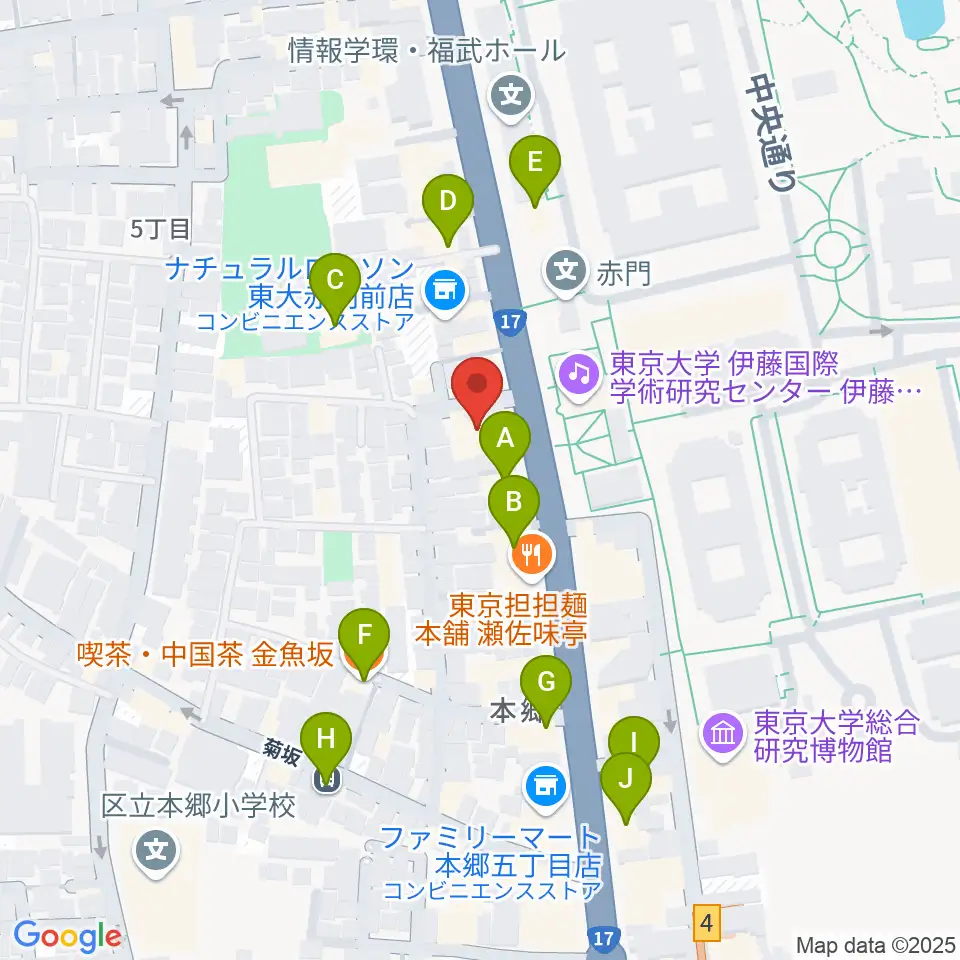 文京HEADPOWER周辺のカフェ一覧地図