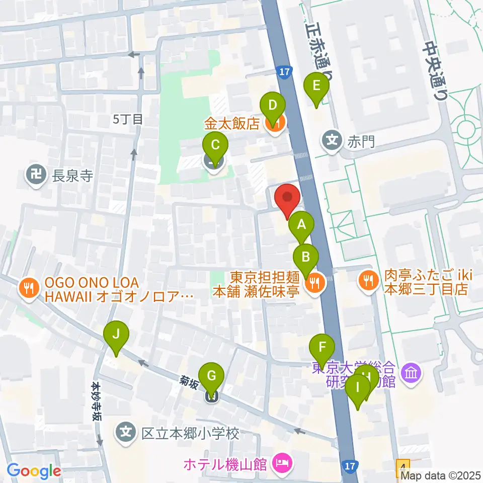 文京HEADPOWER周辺のカフェ一覧地図