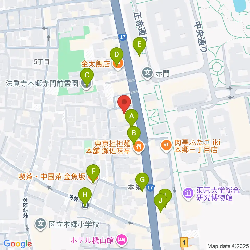 文京HEADPOWER周辺のカフェ一覧地図