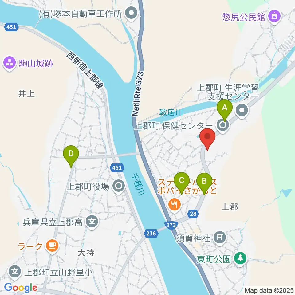 上郡町郷土資料館周辺のカフェ一覧地図