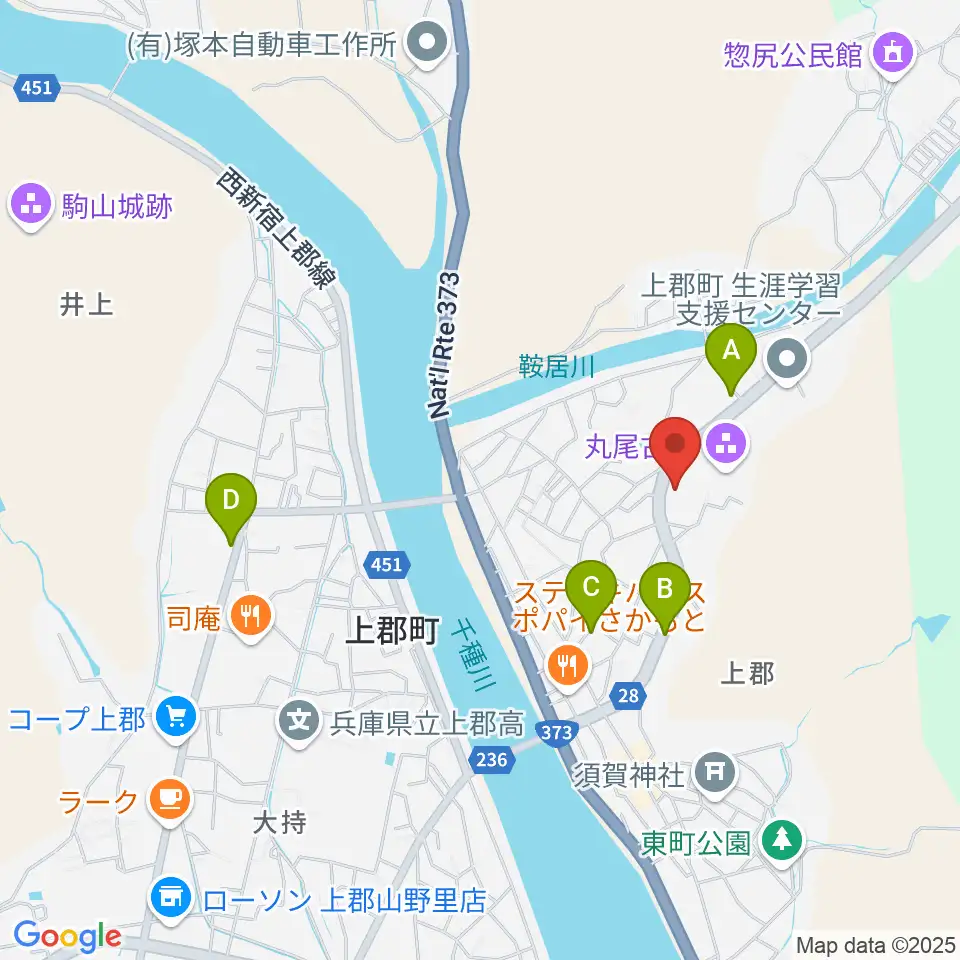 上郡町郷土資料館周辺のカフェ一覧地図