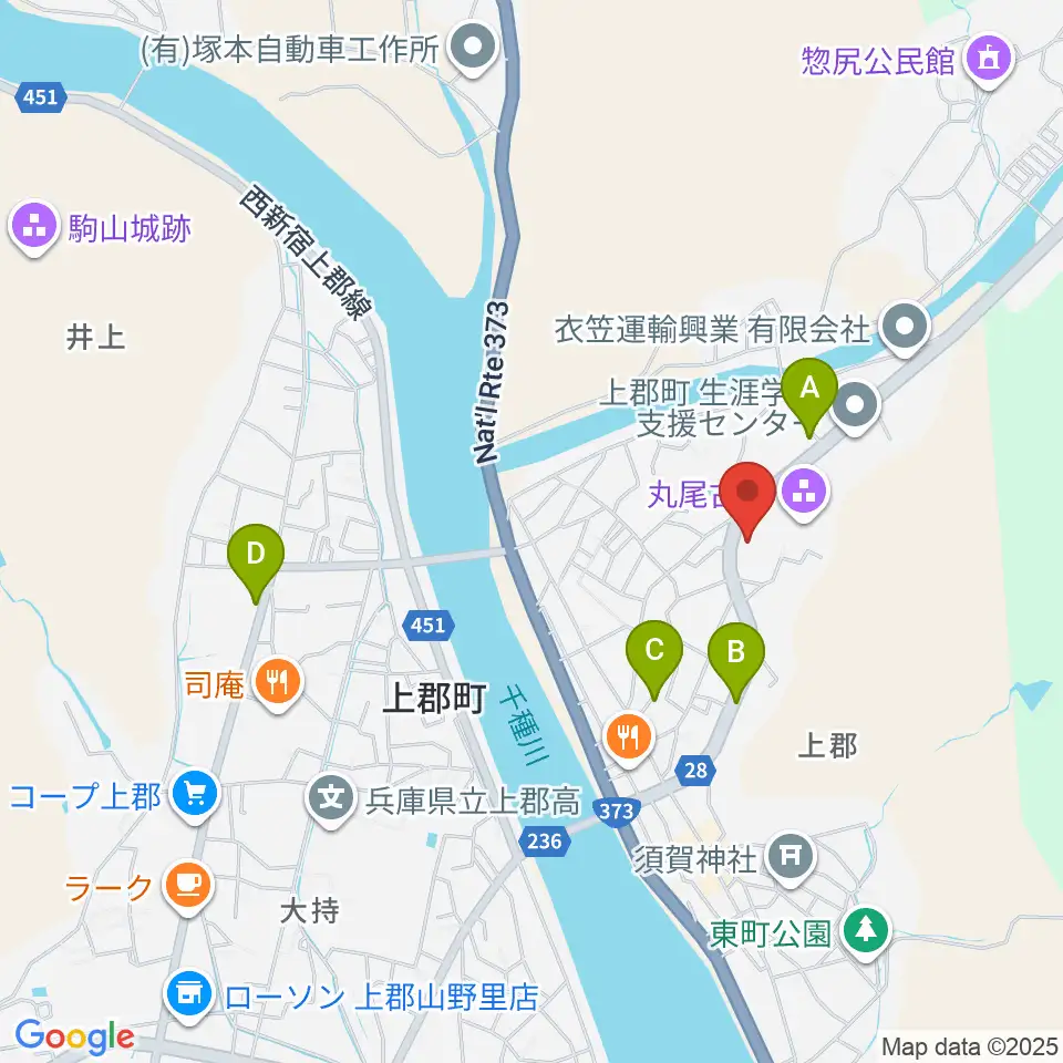 上郡町郷土資料館周辺のカフェ一覧地図