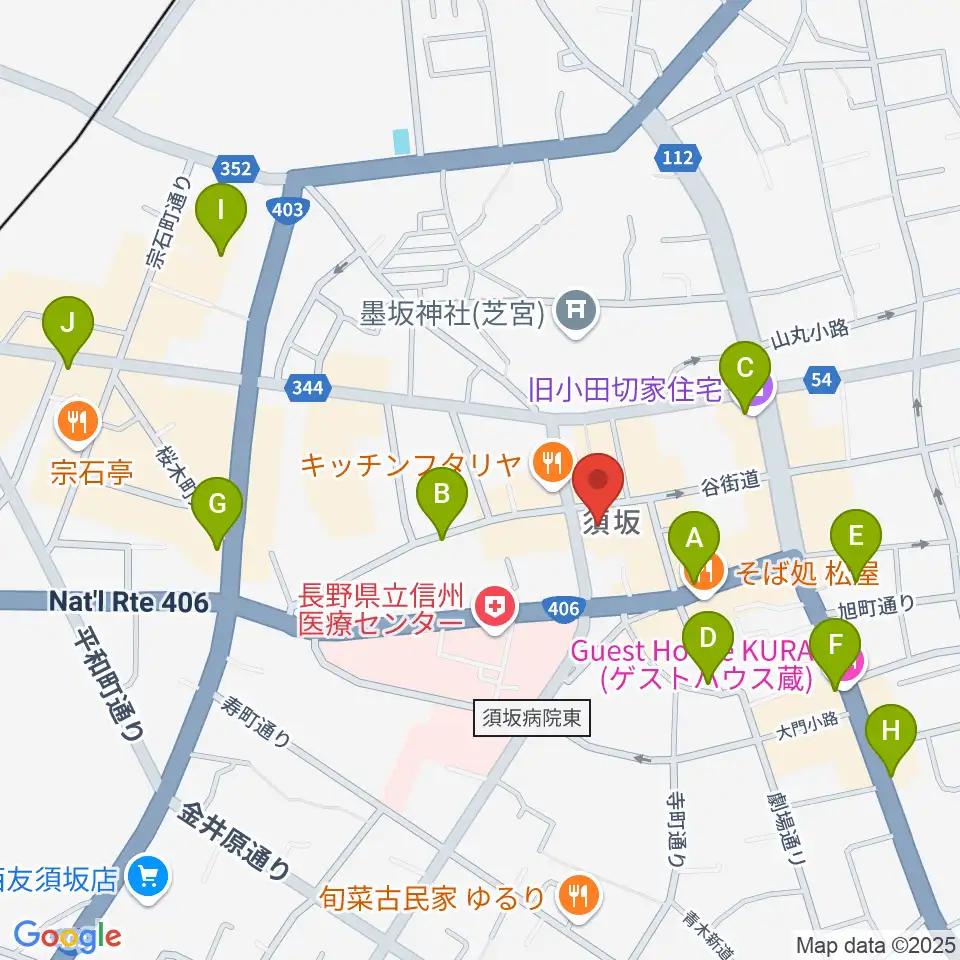 須坂市笠鉾会館ドリームホール周辺のカフェ一覧地図