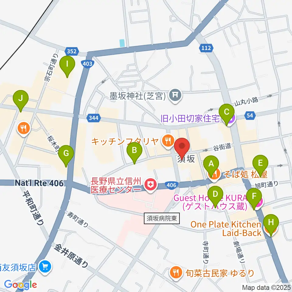 須坂市笠鉾会館ドリームホール周辺のカフェ一覧地図
