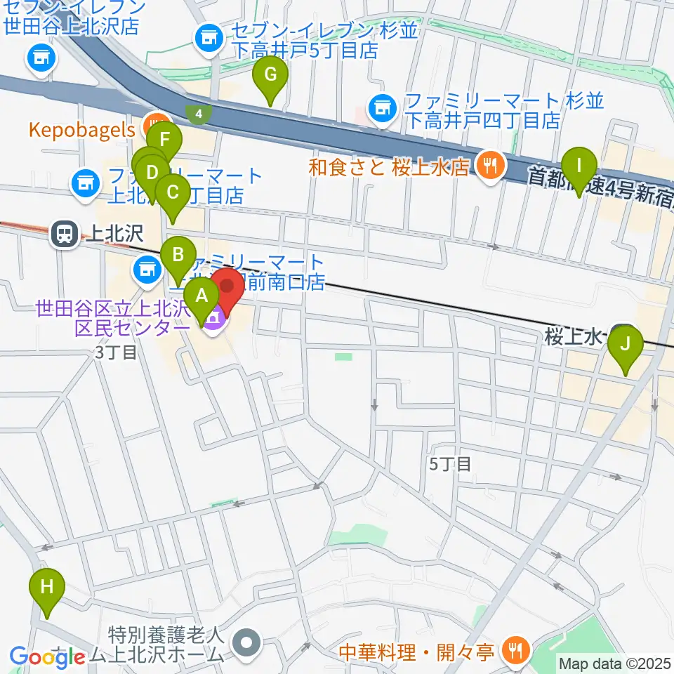 賀川豊彦記念松沢資料館周辺のカフェ一覧地図