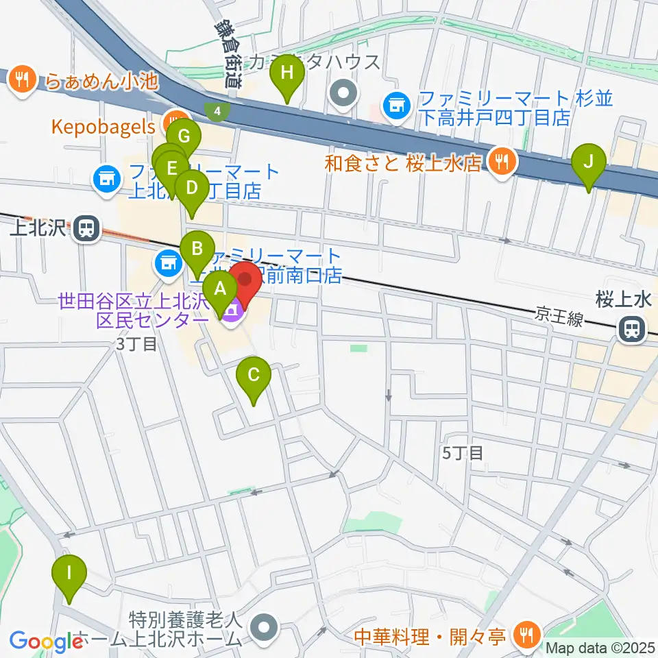 賀川豊彦記念松沢資料館周辺のカフェ一覧地図