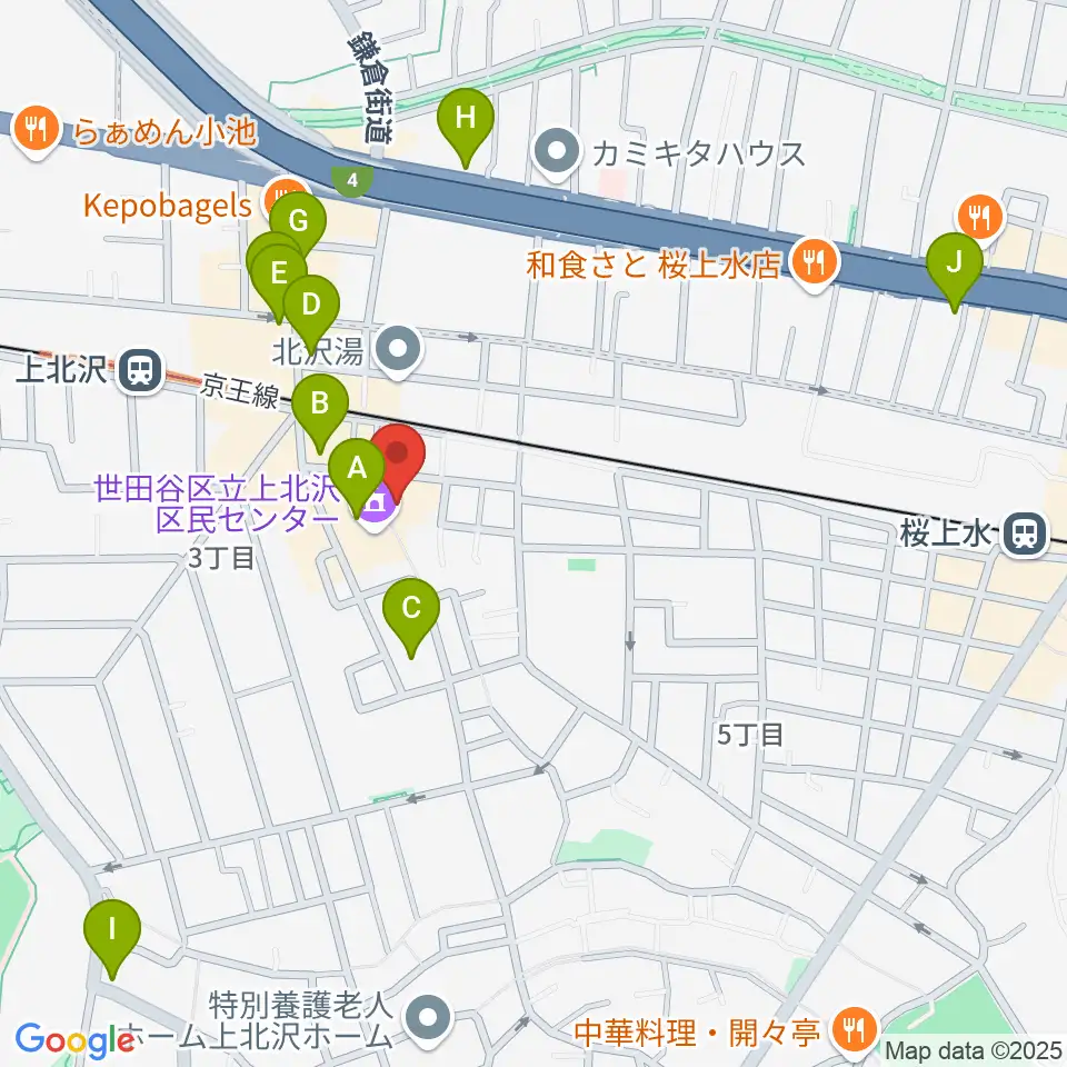 賀川豊彦記念松沢資料館周辺のカフェ一覧地図