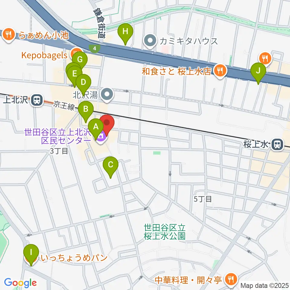 賀川豊彦記念松沢資料館周辺のカフェ一覧地図