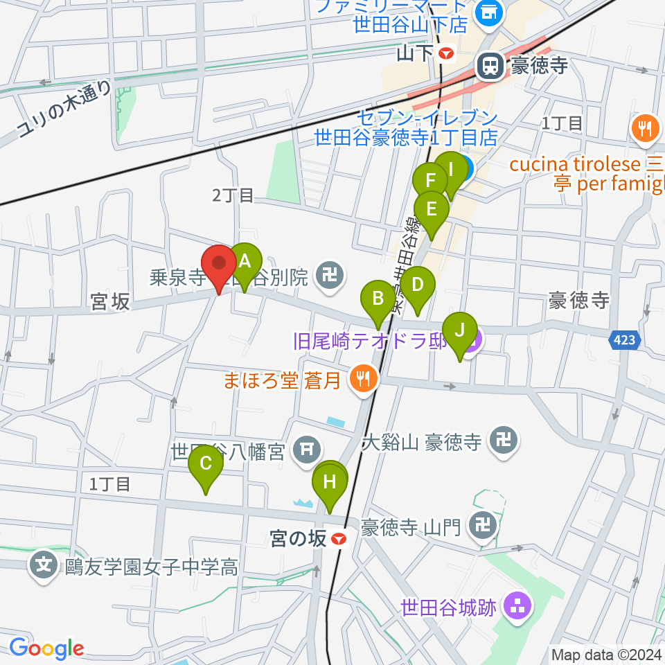 スタジオスリンキー周辺のカフェ一覧地図