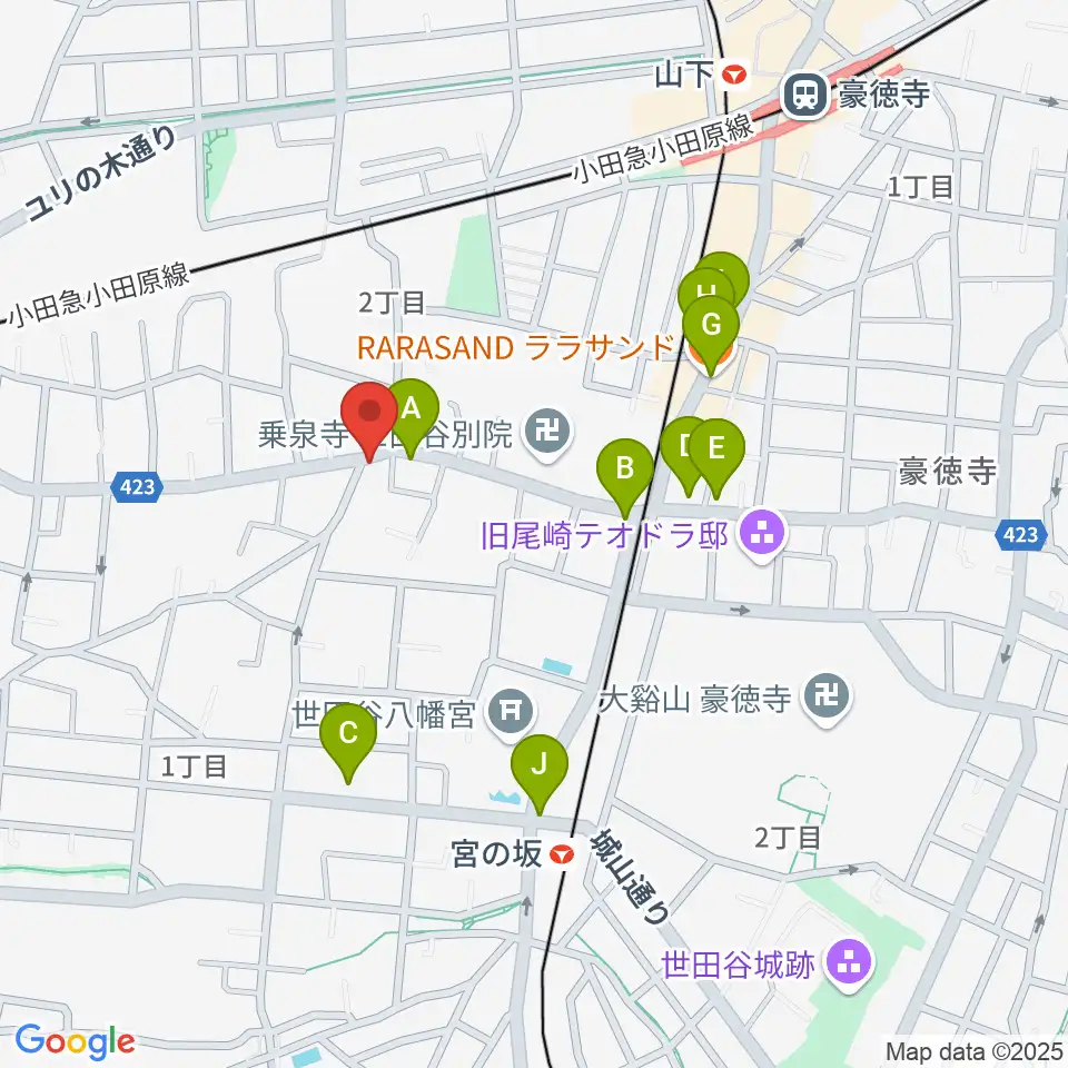 スタジオスリンキー周辺のカフェ一覧地図