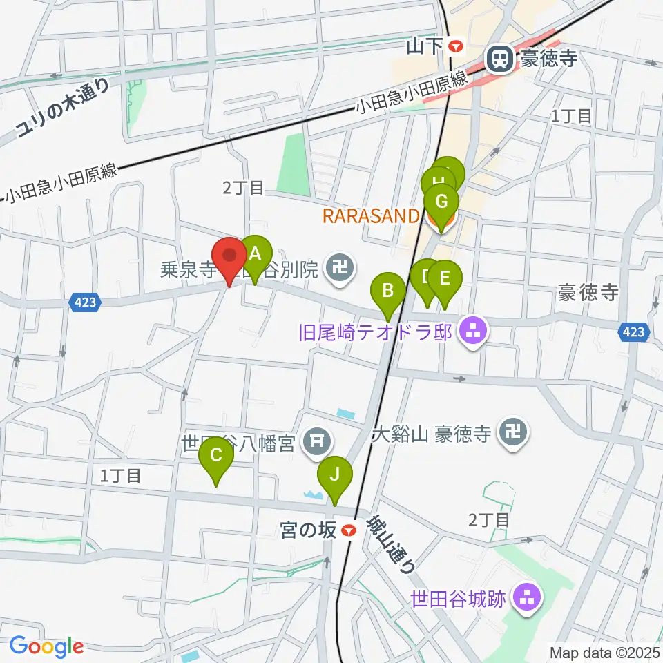 スタジオスリンキー周辺のカフェ一覧地図