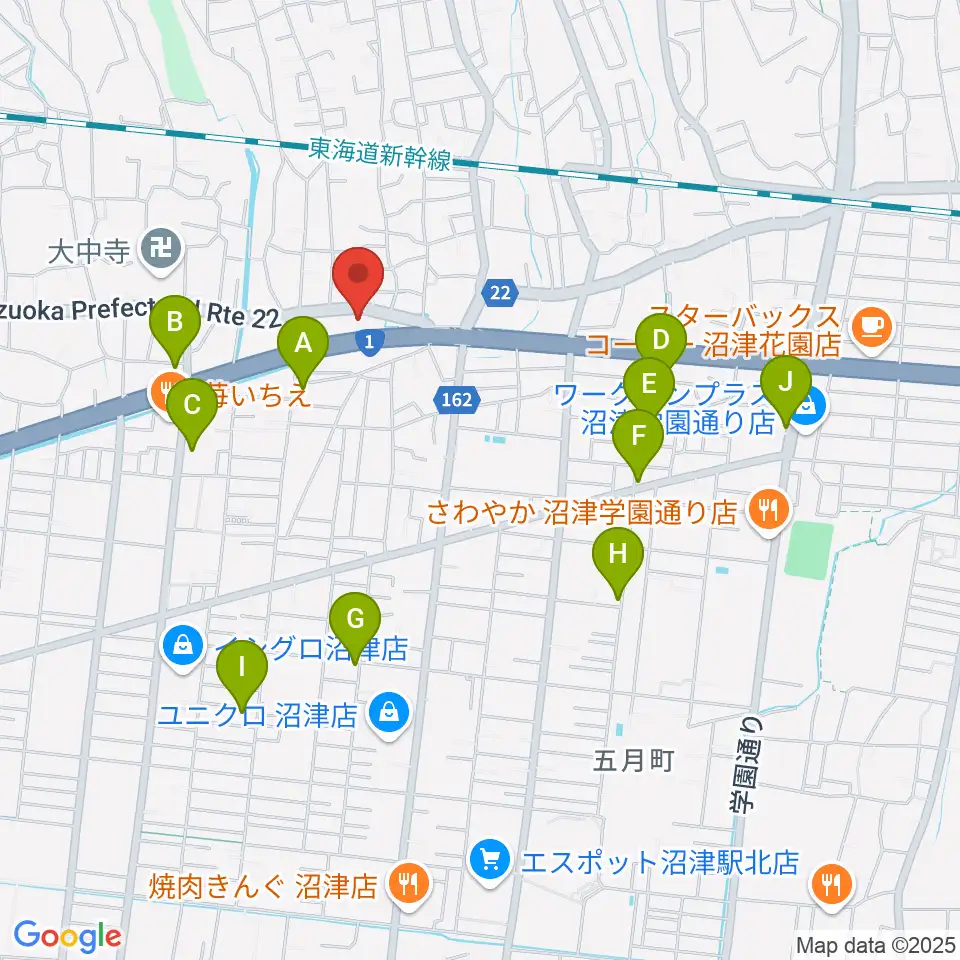沼津市明治史料館周辺のカフェ一覧地図