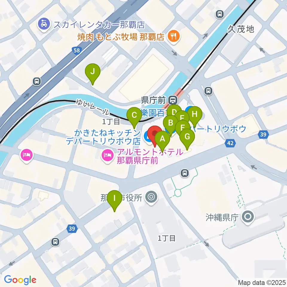 那覇市歴史博物館周辺のカフェ一覧地図