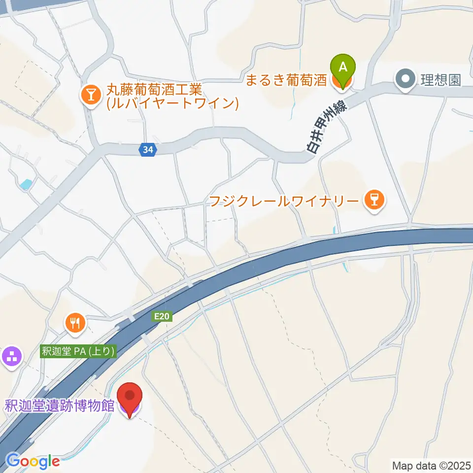 釈迦堂遺跡博物館周辺のカフェ一覧地図