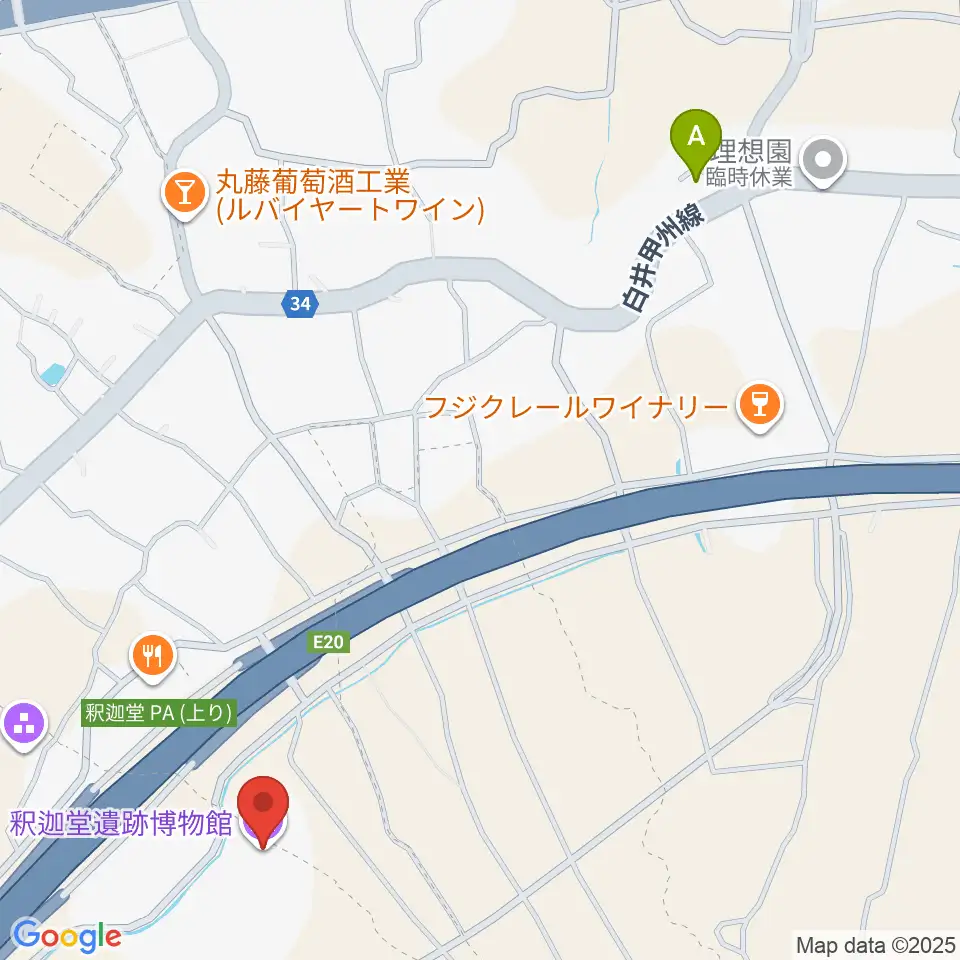 釈迦堂遺跡博物館周辺のカフェ一覧地図