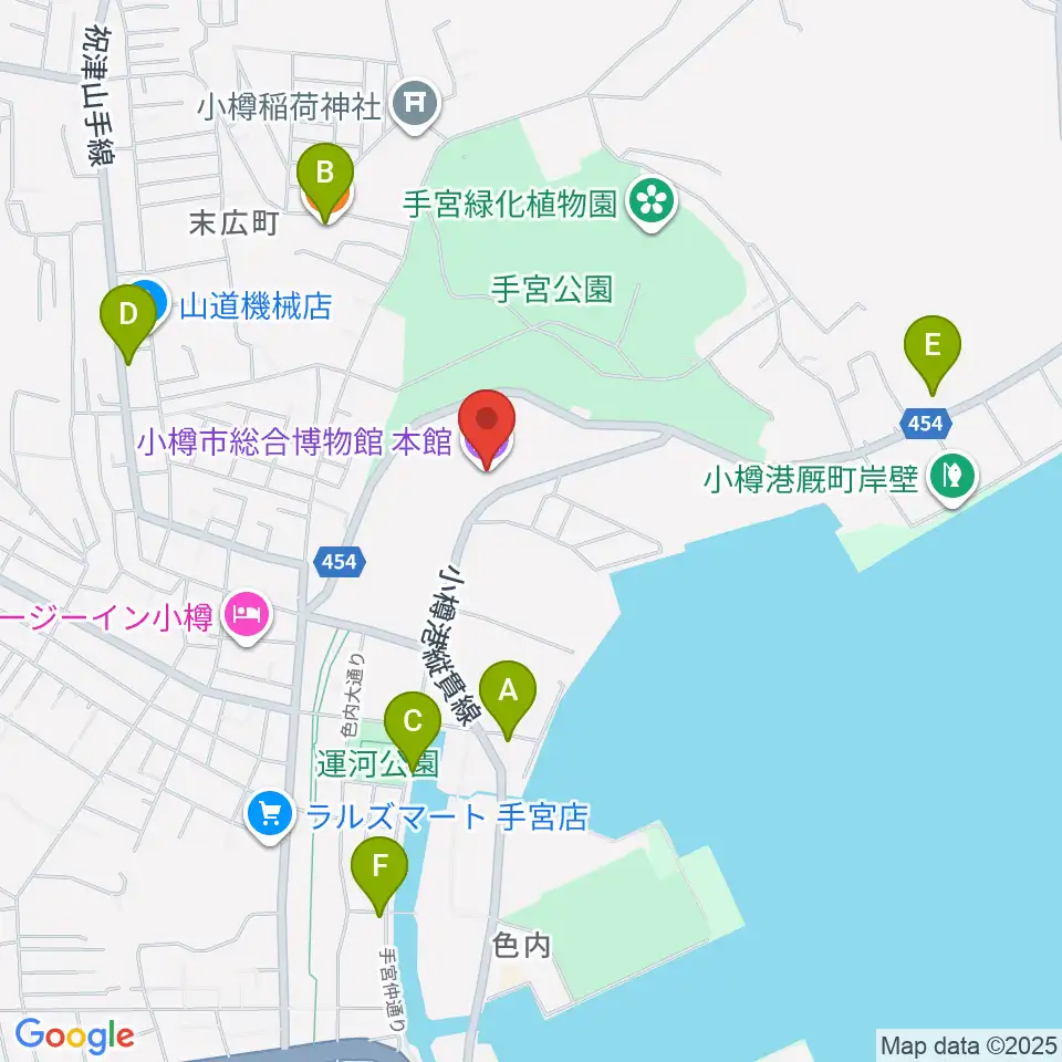 小樽市総合博物館・本館周辺のカフェ一覧地図