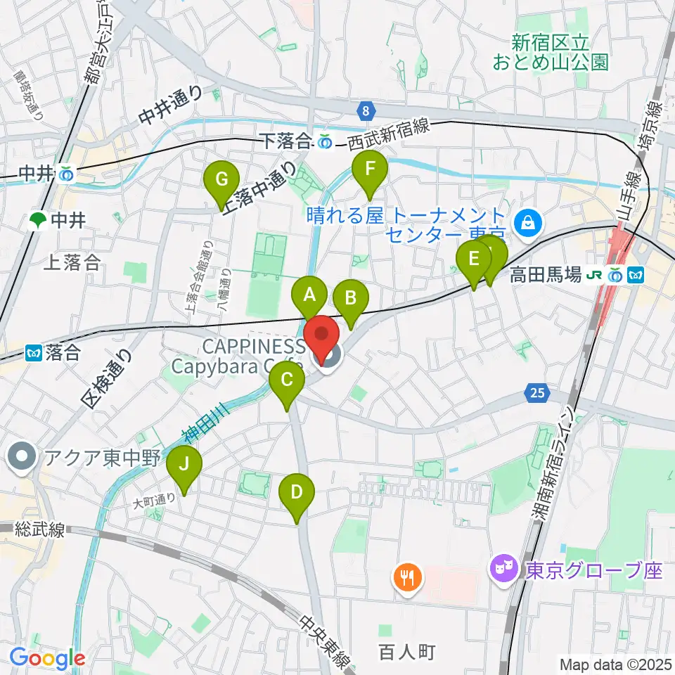 GOLDILOCKS PLAYROOM周辺のカフェ一覧地図