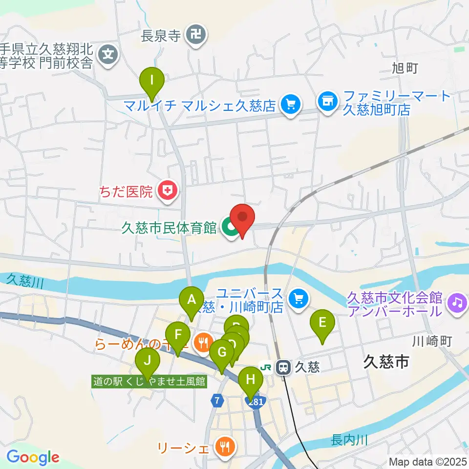 久慈市マリンアリーナ周辺のカフェ一覧地図