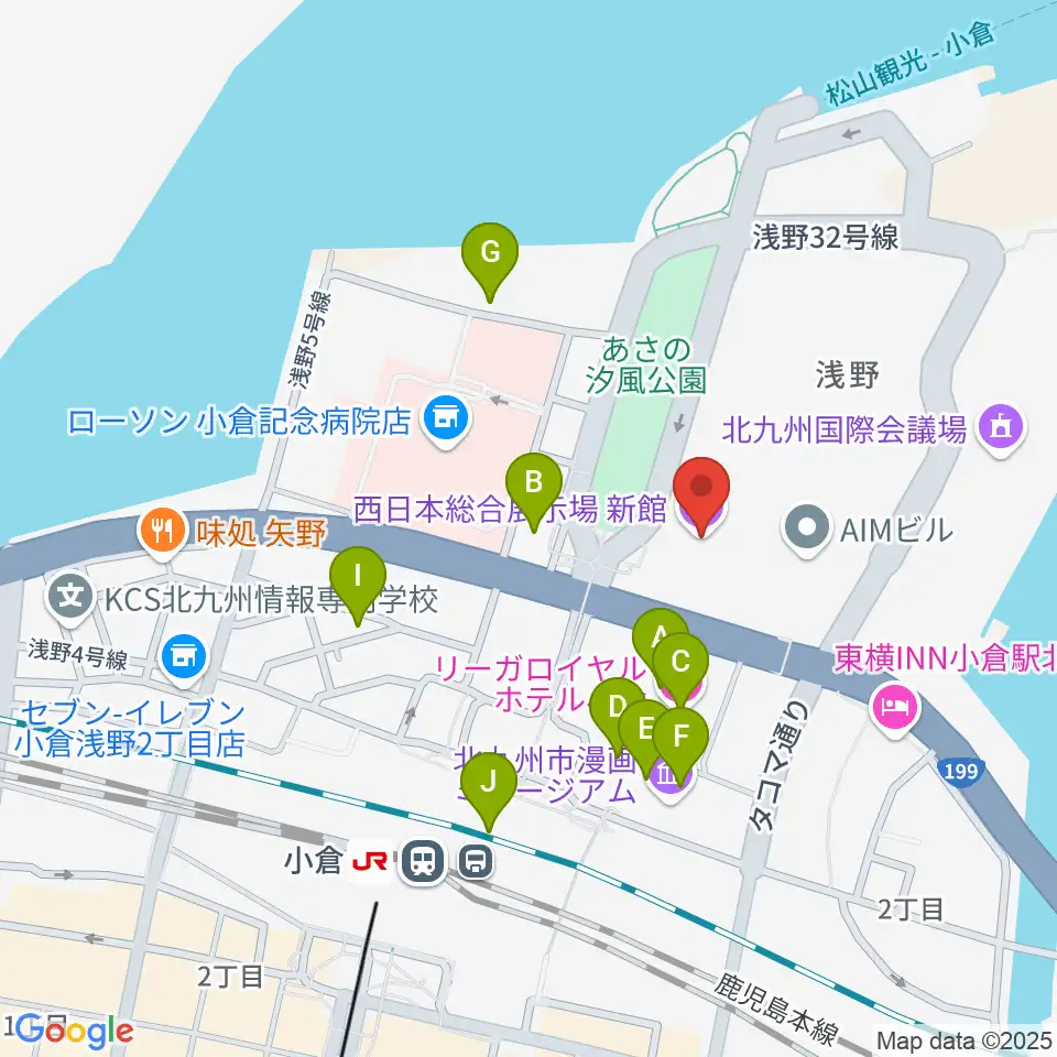 西日本総合展示場周辺のカフェ一覧地図