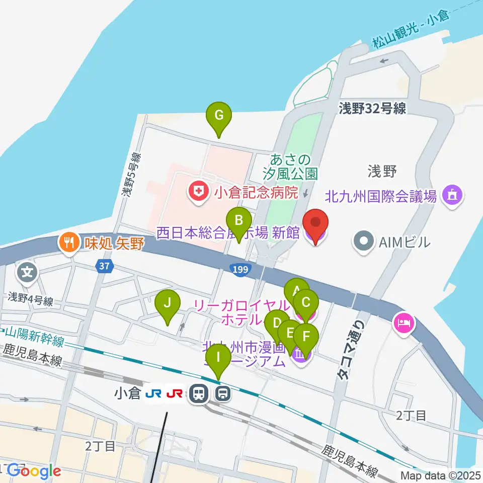 西日本総合展示場周辺のカフェ一覧地図