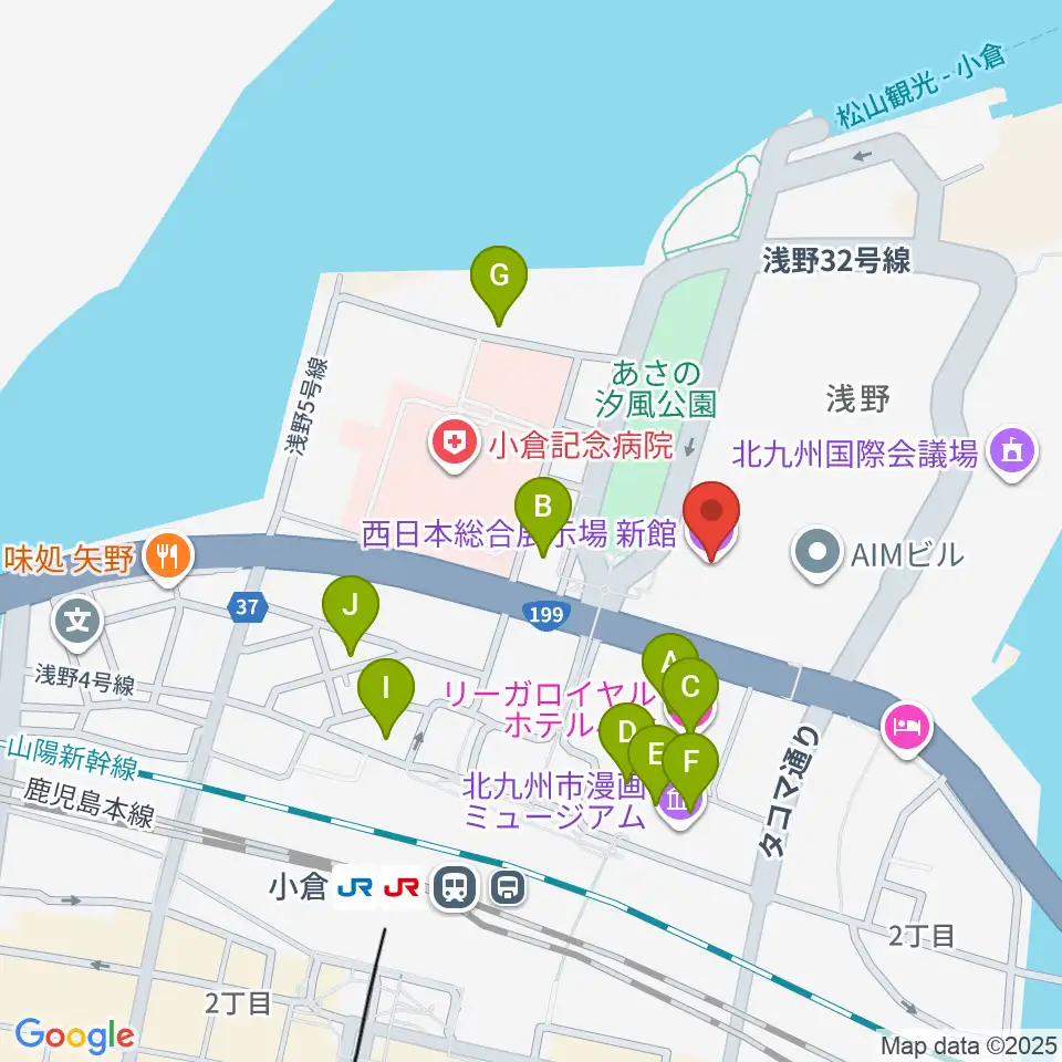 北九州メッセ周辺のカフェ一覧地図