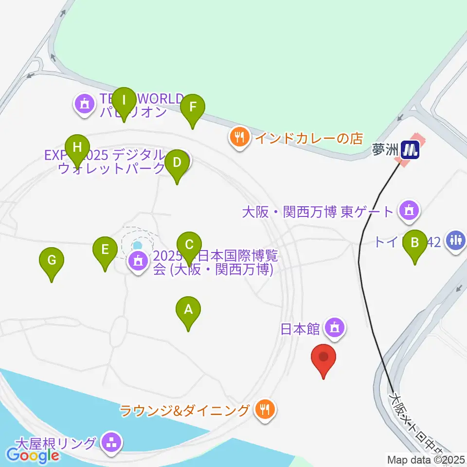 EXPOホール シャインハット周辺のカフェ一覧地図