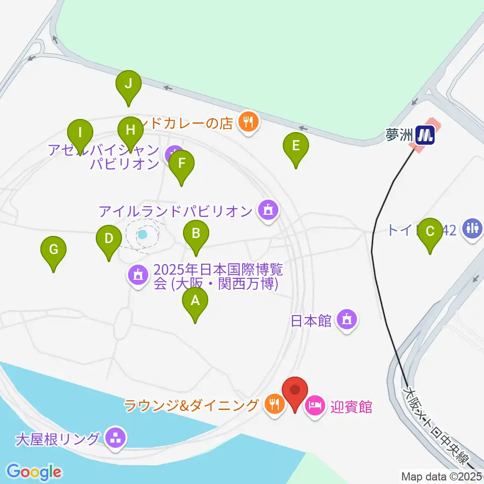 EXPOナショナルデーホール レイガーデン周辺のカフェ一覧地図