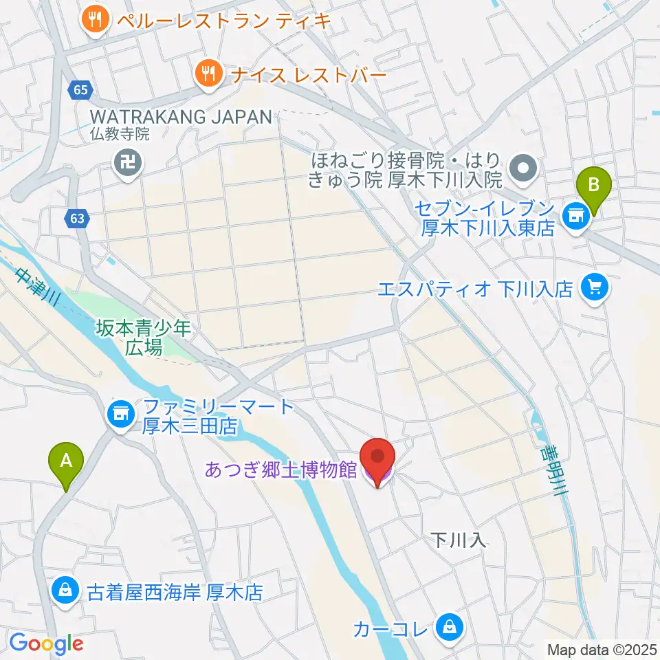 あつぎ郷土博物館周辺のカフェ一覧地図