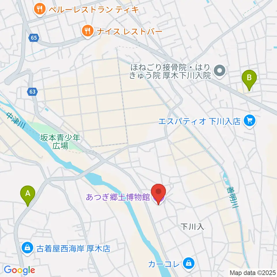 あつぎ郷土博物館周辺のカフェ一覧地図