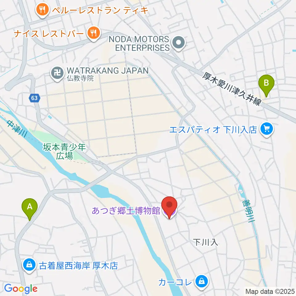 あつぎ郷土博物館周辺のカフェ一覧地図