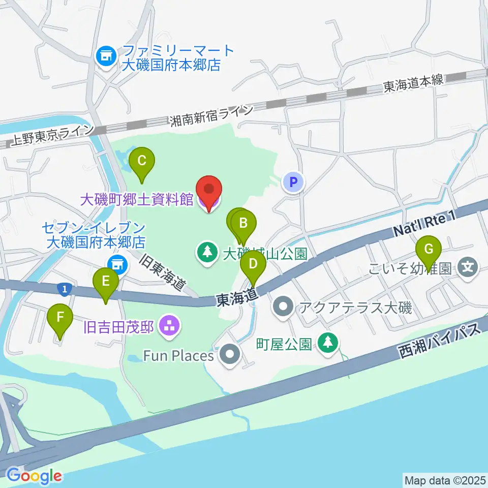 大磯町郷土資料館周辺のカフェ一覧地図