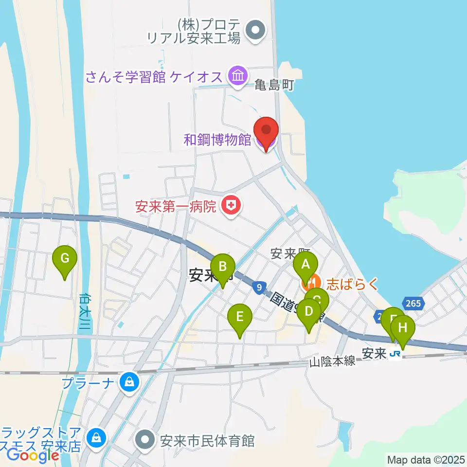 和鋼博物館周辺のカフェ一覧地図