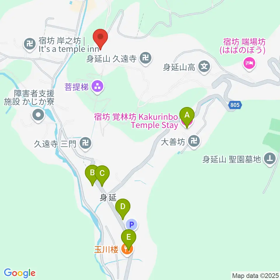 身延山宝物館周辺のカフェ一覧地図
