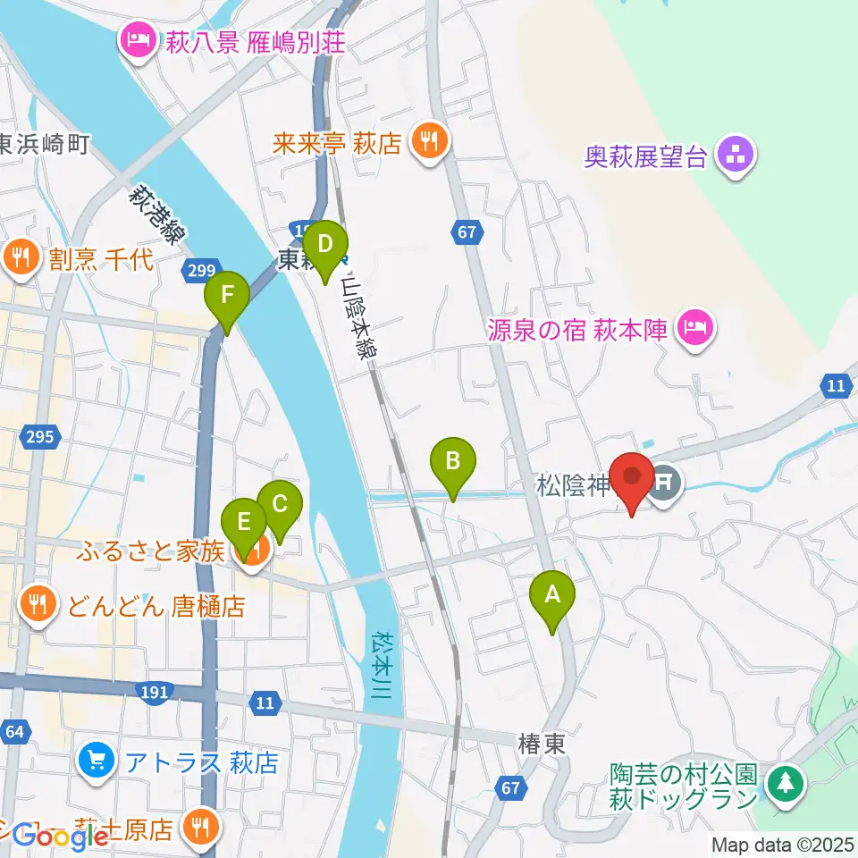 松陰神社宝物殿至誠館周辺のカフェ一覧地図