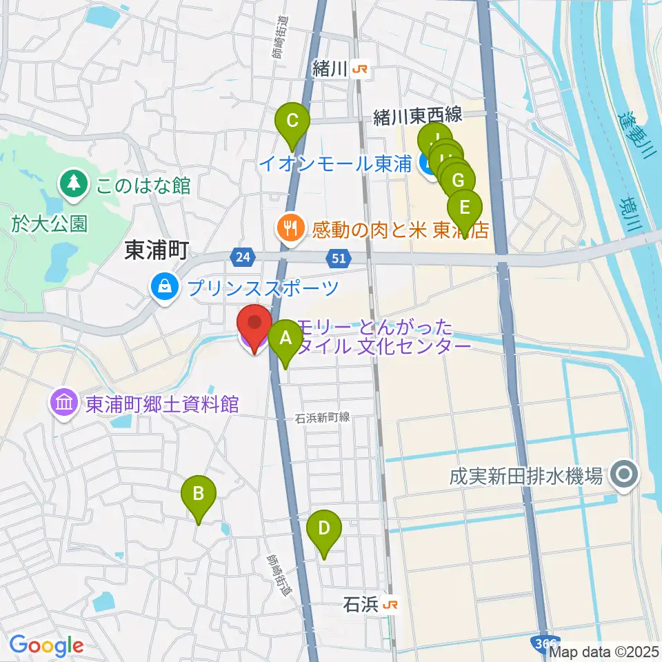 メモリーとんがったスタイル文化センター周辺のカフェ一覧地図