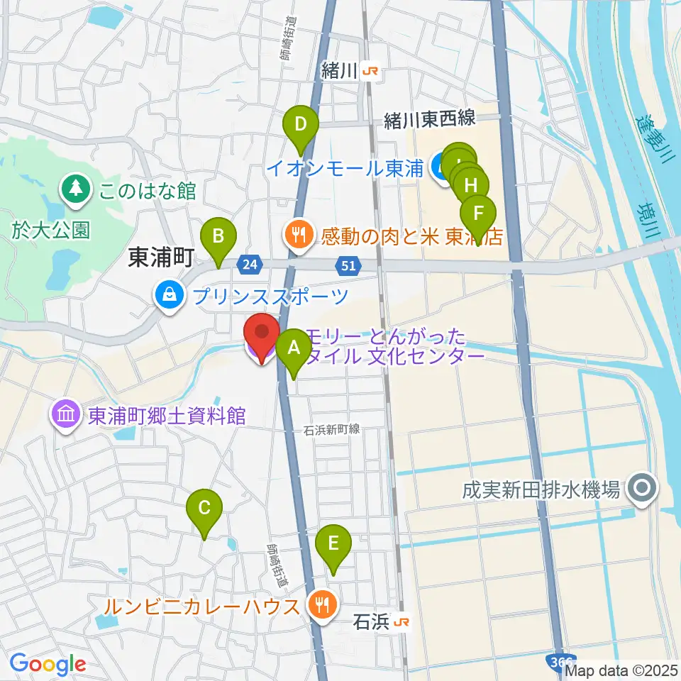 メモリーとんがったスタイル文化センター周辺のカフェ一覧地図