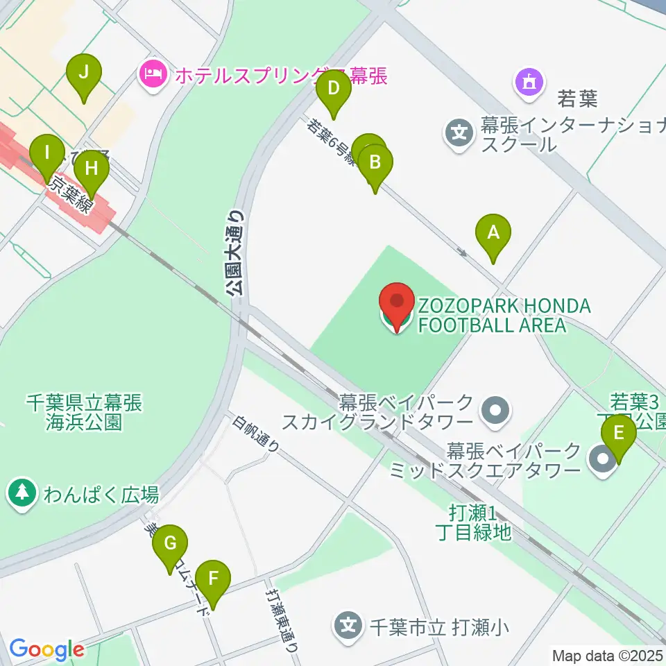 ZOZOPARK HONDA FOOTBALL AREA周辺のカフェ一覧地図