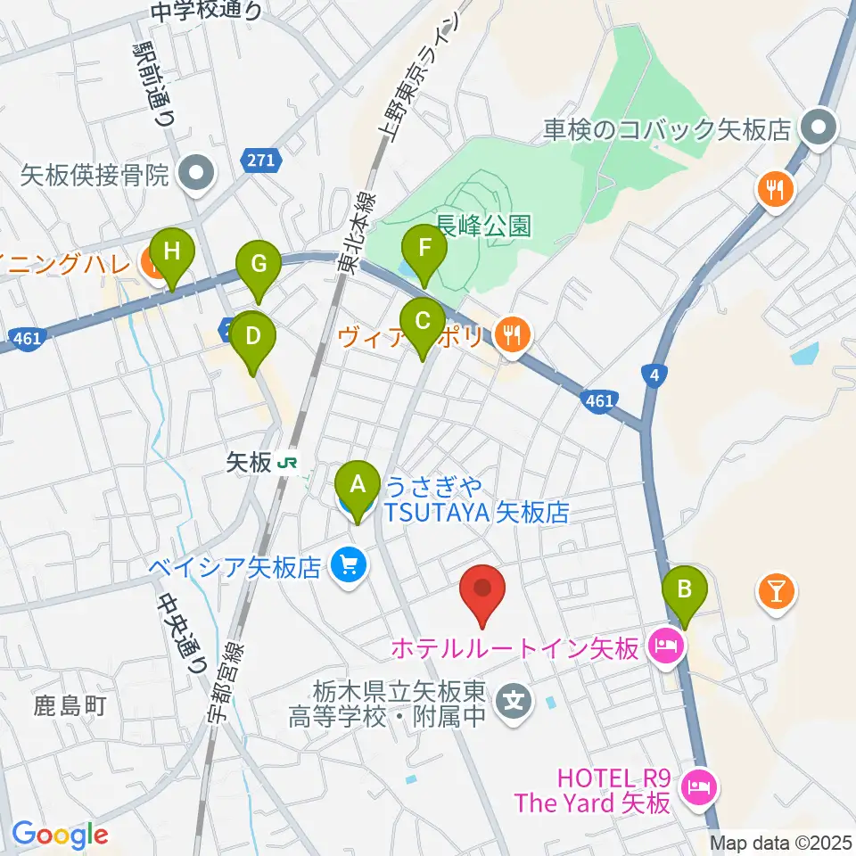 リアンビレッジ矢板周辺のカフェ一覧地図