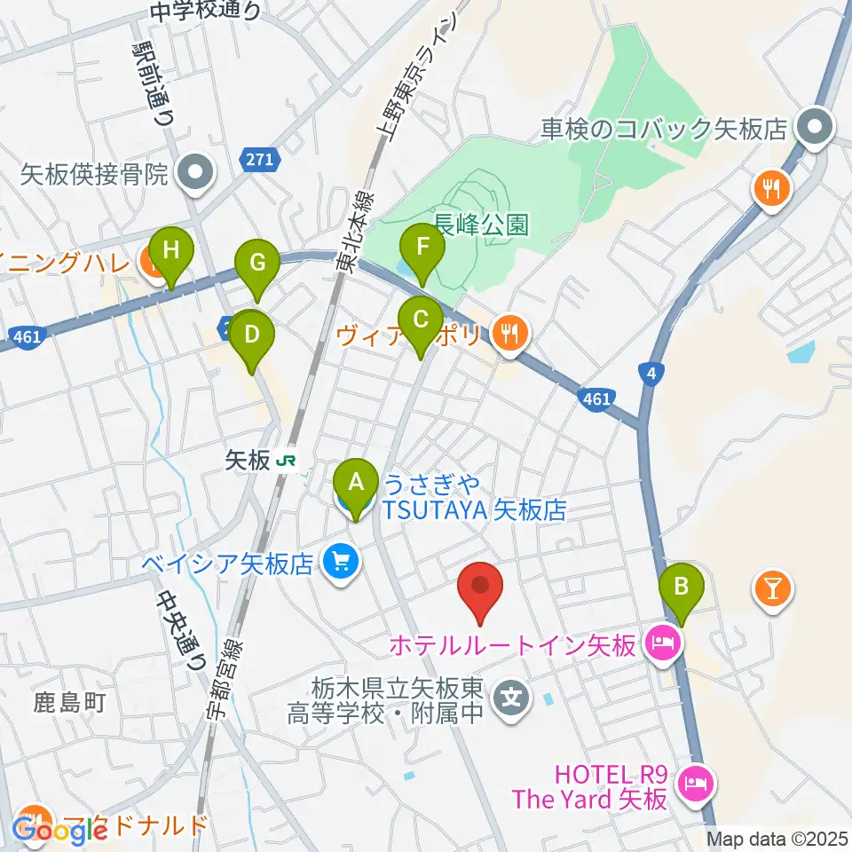 リアンビレッジ矢板周辺のカフェ一覧地図