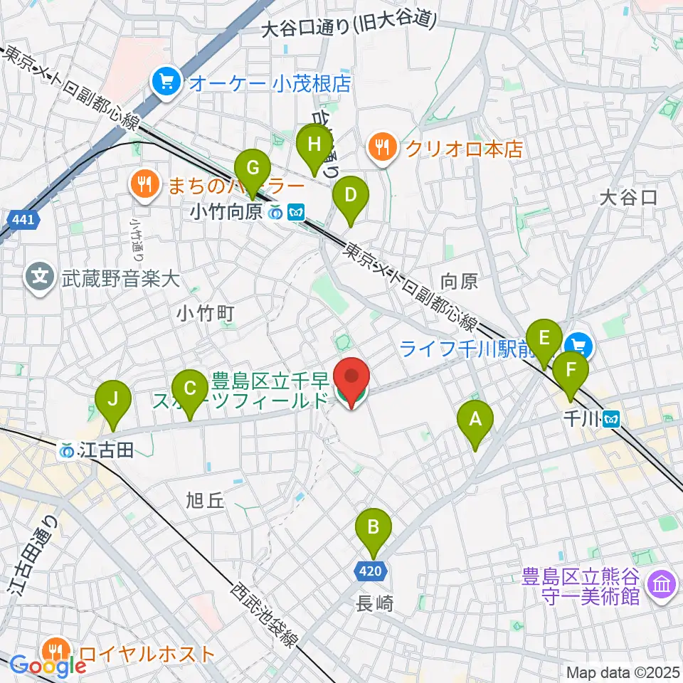 千早スポーツフィールド運動場周辺のカフェ一覧地図