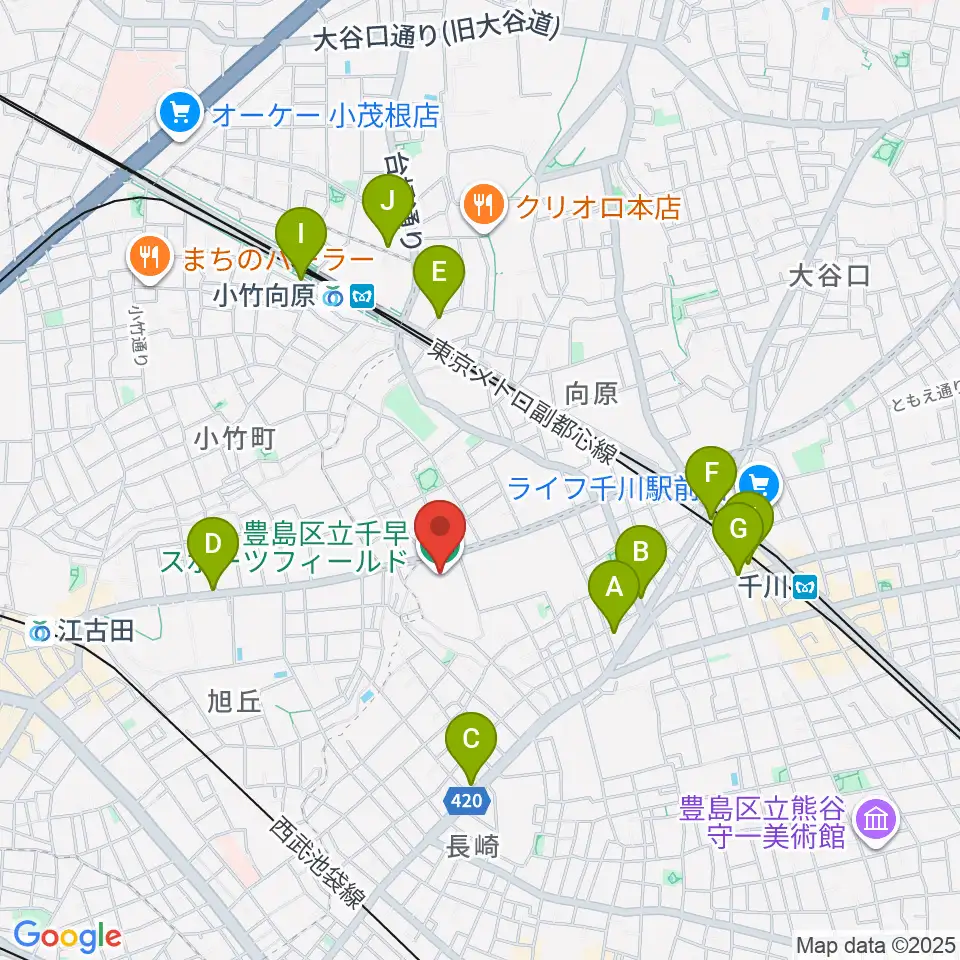 千早スポーツフィールド運動場周辺のカフェ一覧地図