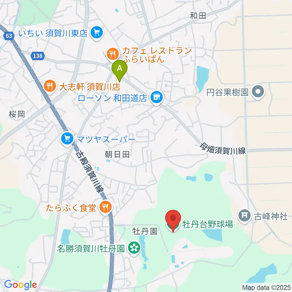 牡丹台野球場周辺のカフェ一覧地図