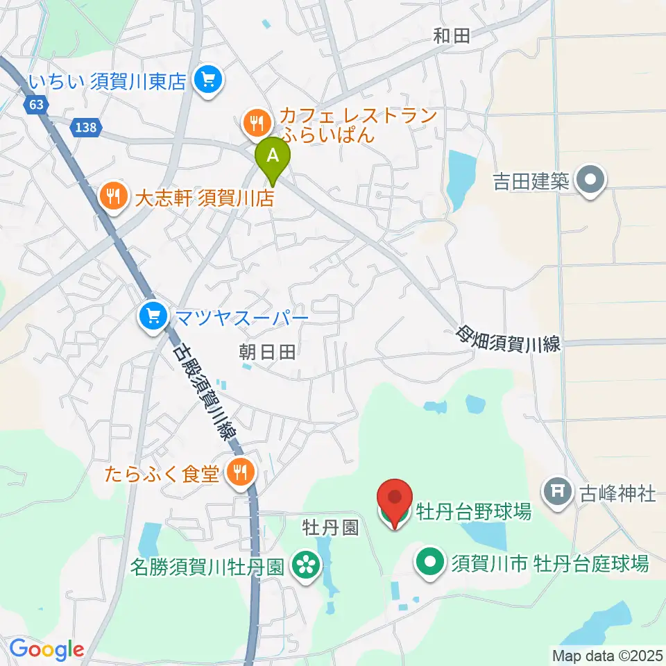 牡丹台野球場周辺のカフェ一覧地図