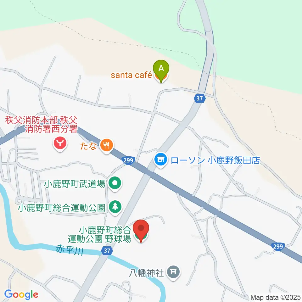 小鹿野町総合運動公園野球場周辺のカフェ一覧地図